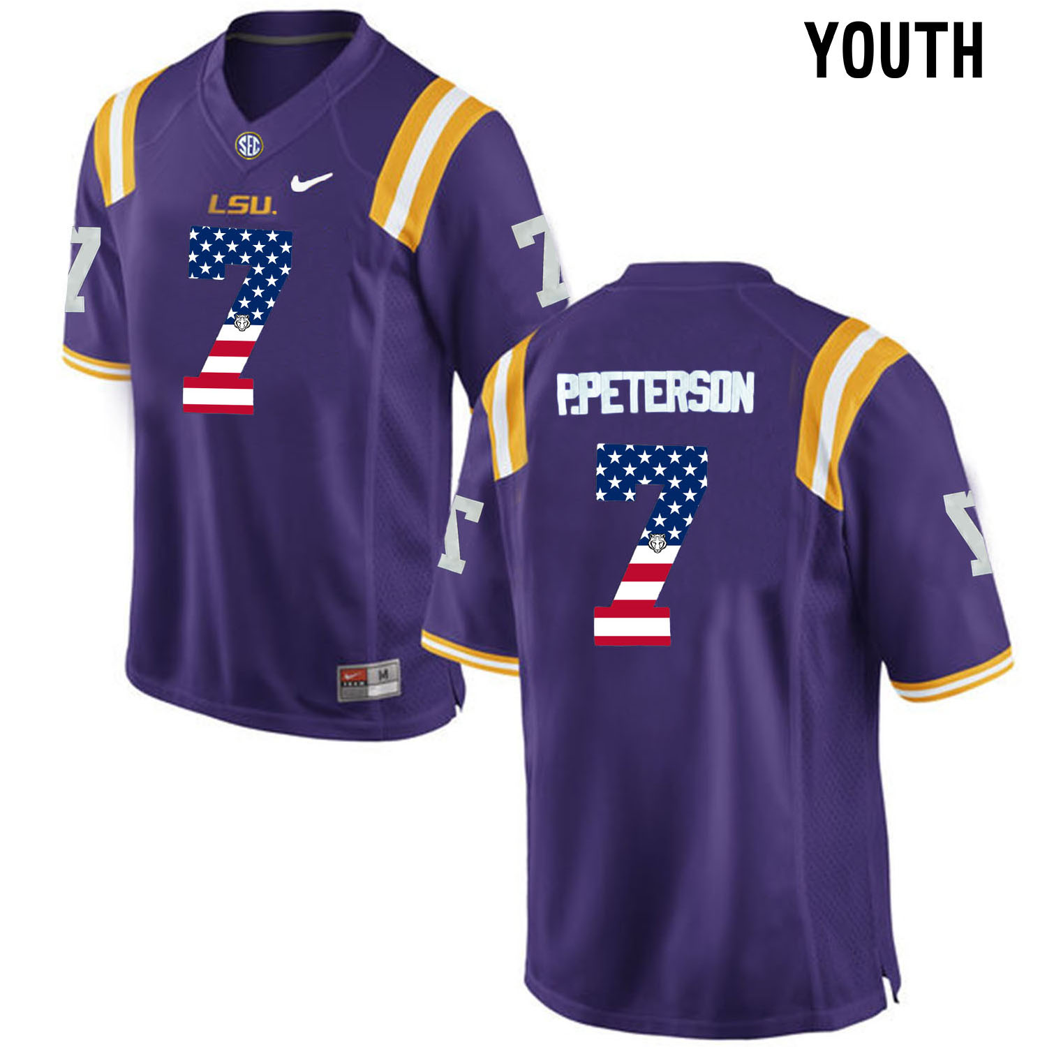 US Flag Fashion Youth LSU Tigers Patrick Peterson #7 College Football Limited Jersey  Purple